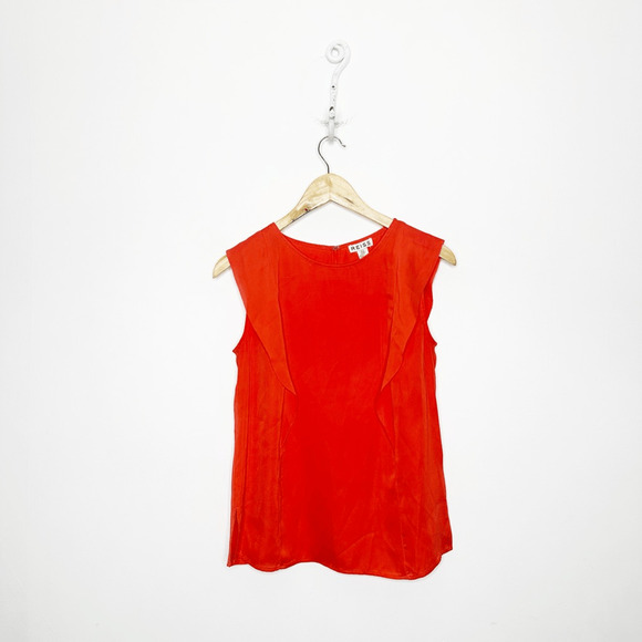 REISS Sleeveless Ruffle Blouse Orange shell career classic womens US 6 - Picture 1 of 6
